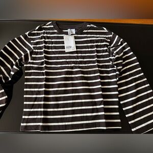 H&M Charcoal and White Striped Tee